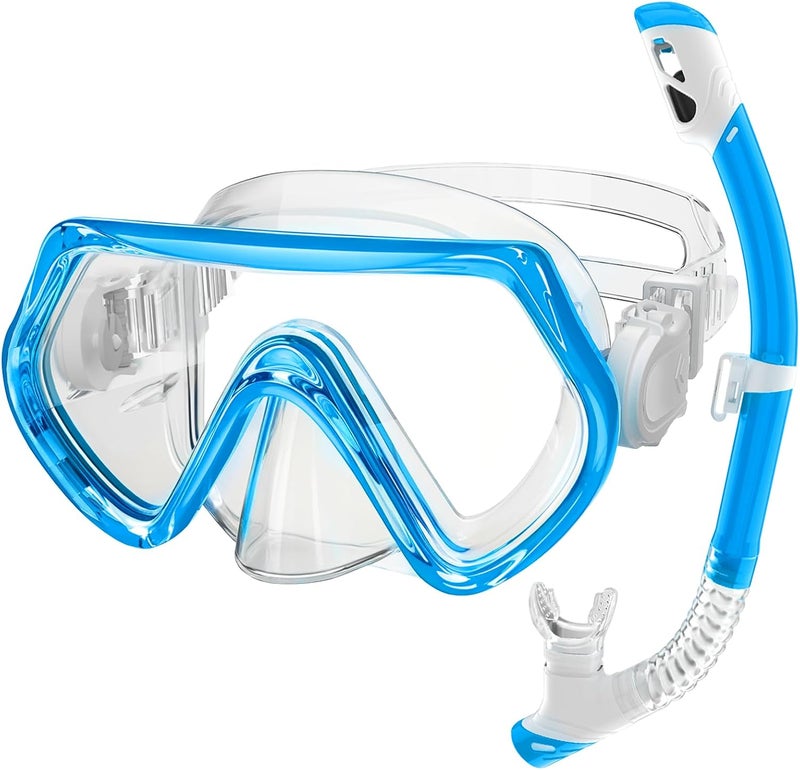 ZipAura Snorkeling Gear for Kids, Kids Snorkel Set for Ages 3-14, Anti-Fog Diving Mask and Dry Top Snorkel Combo Set, Unisex Swimming Goggles - Image 1